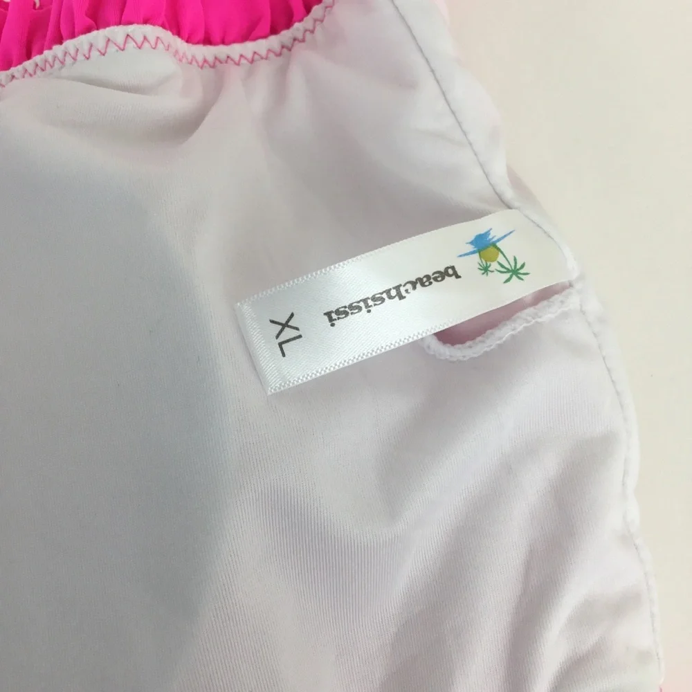 Beachsissi Bandeau Bikini Top Hot Pink Smocked XL New